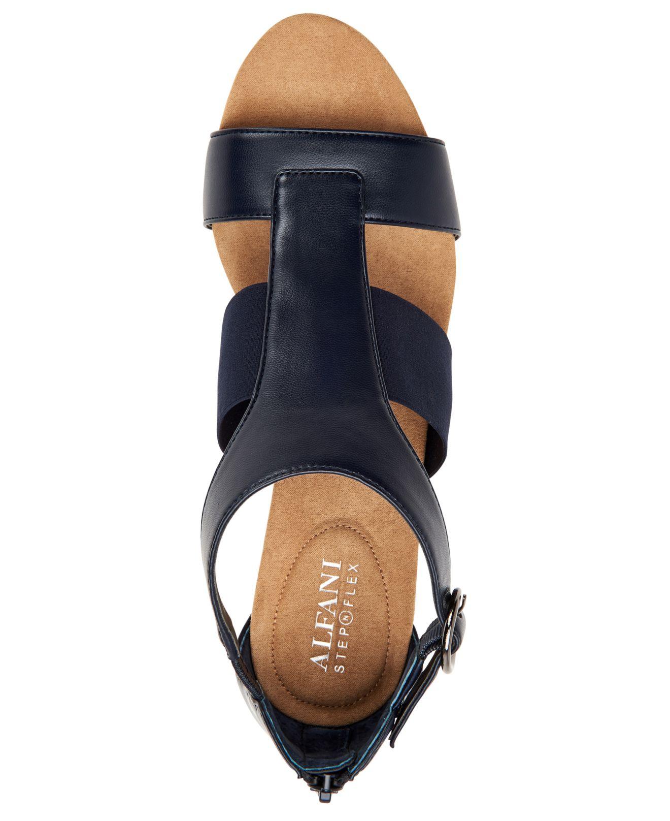 Alfani Womens Pearcee Leather Open Toe Casual Platform Sandals