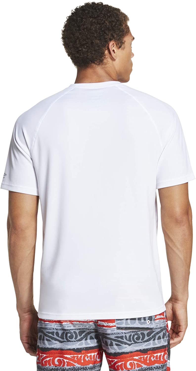 Men's UV Swim Shirt Short Sleeve Regular Fit Solid, White, Size Medium ...