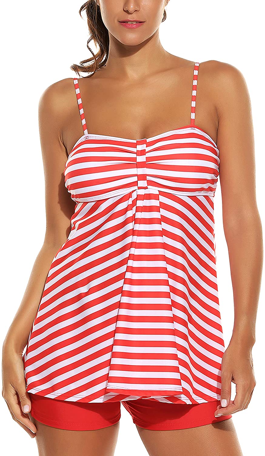 Women Retro Sailor Stripe Dot Tankini Set Two Pieces, Red, Size 3.0 Oc1 ...