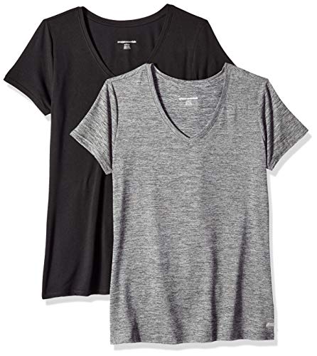 Essentials Womens 2-Pack Tech Stretch Short-Sleeve V-Neck T-Shirt