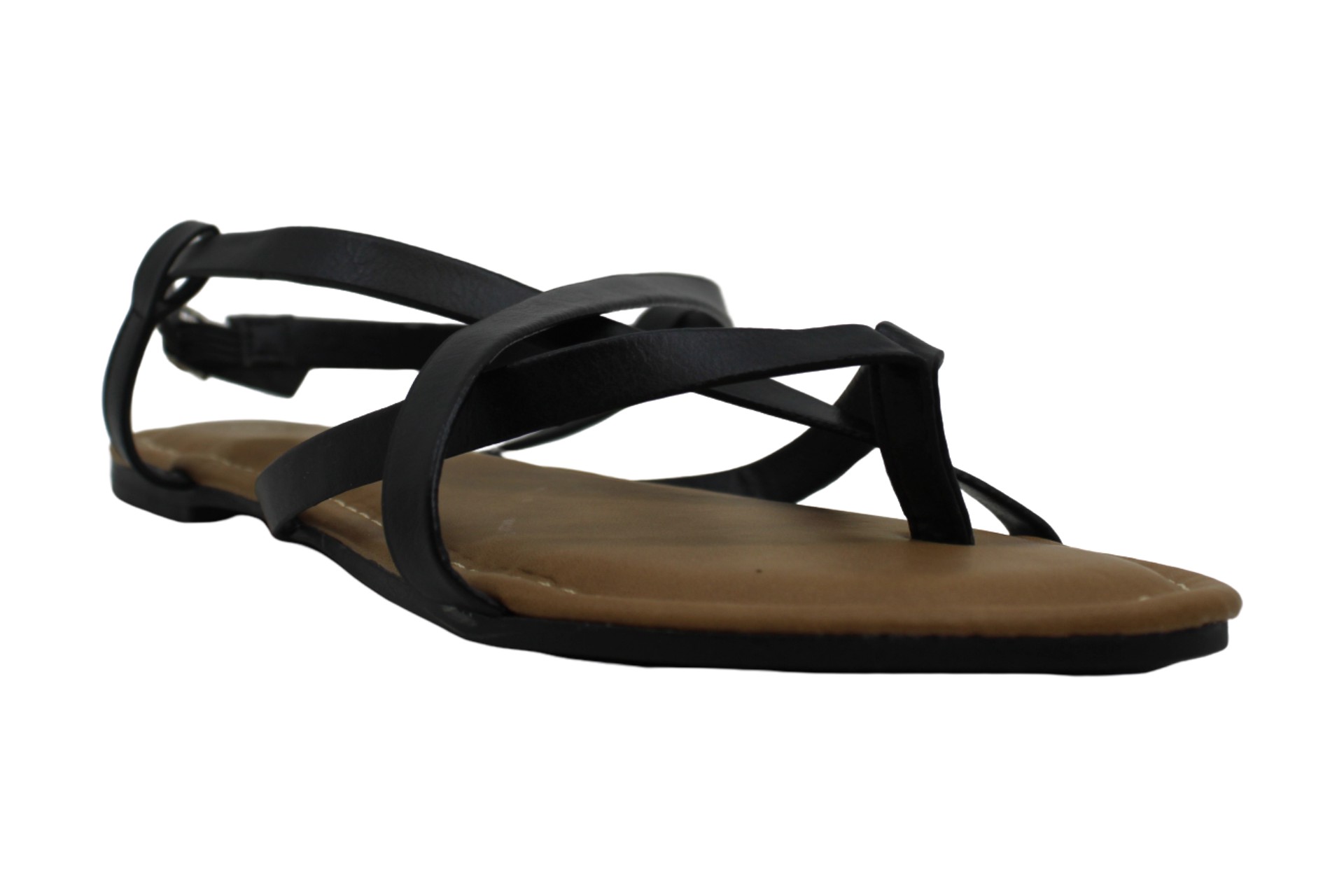 Charles Albert Womens Flat Sandals in Black Color, Size 9