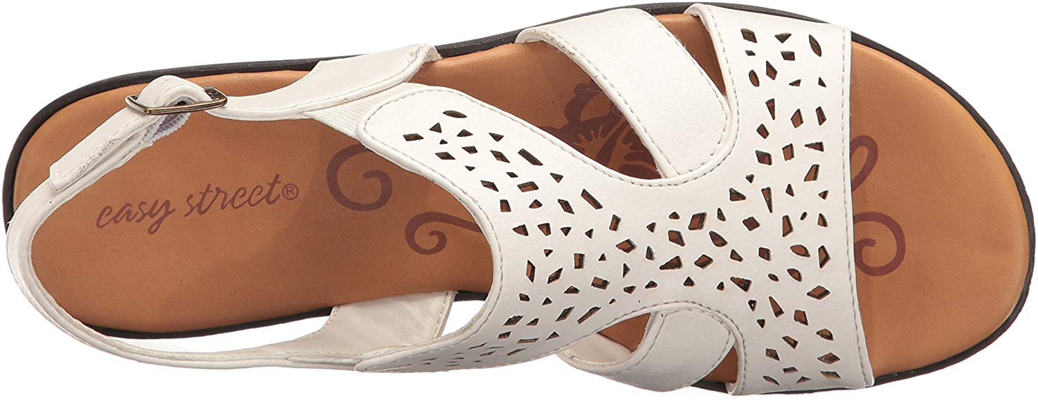 Easy Street Women's Bolt Flat Sandal, White, Size 8.0 | eBay