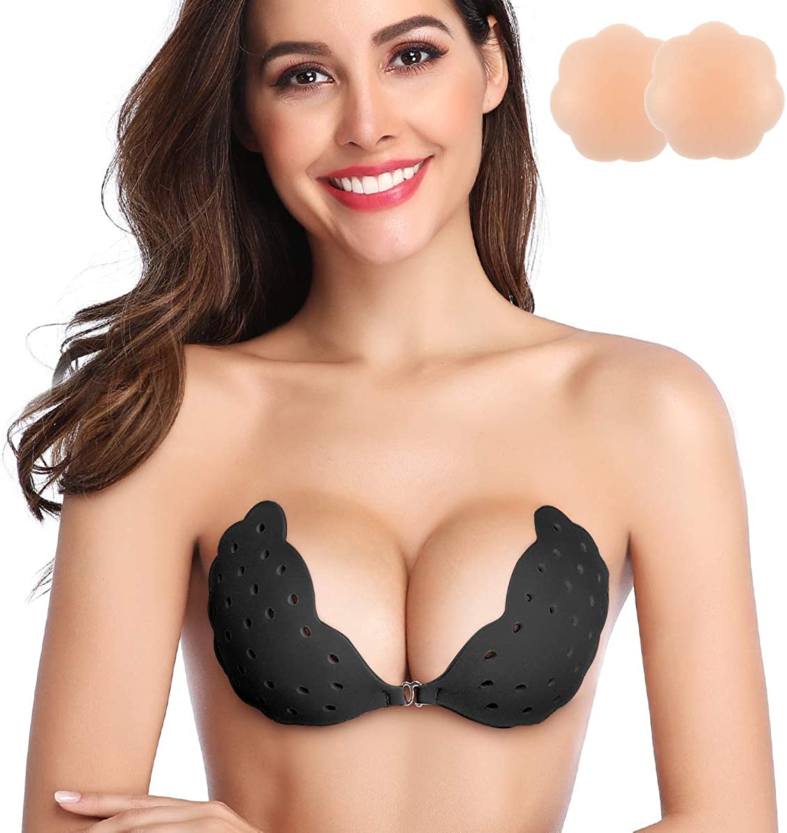 Sticky Bra Breathable Strapless Bra Adhesive Push Up Black Size F Ocz3 615068898737 Ebay 