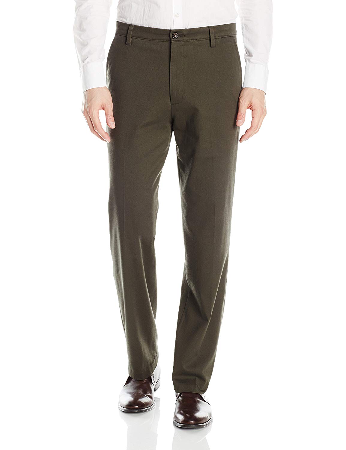 Men's Classic Fit Easy Khaki Pants D3, Olive, Green, Size 32W x 30L ...