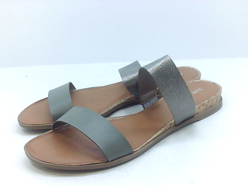 Sun + Stone Womens Flat Sandals in Grey Color, Size 10.5