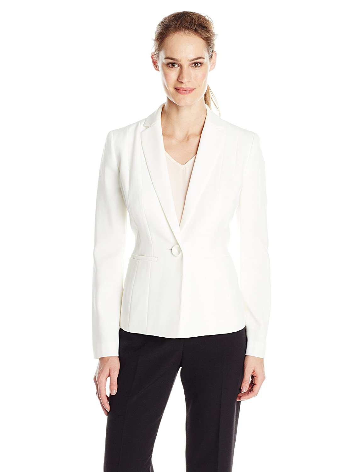 Kasper Women's Stretch Crepe One Button Jacket, Vanilla Ice, Size 18.0 ORfp