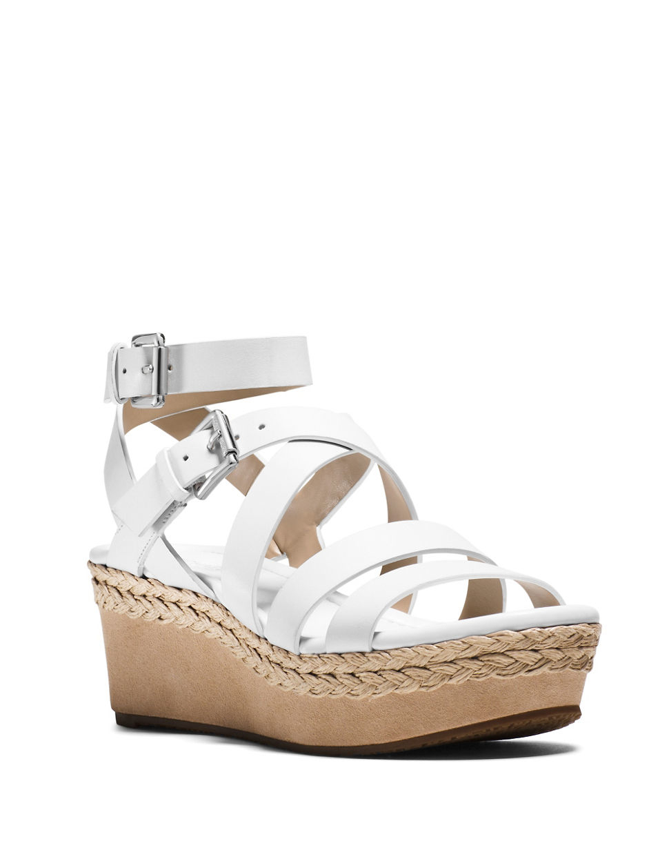 white michael kors wedges