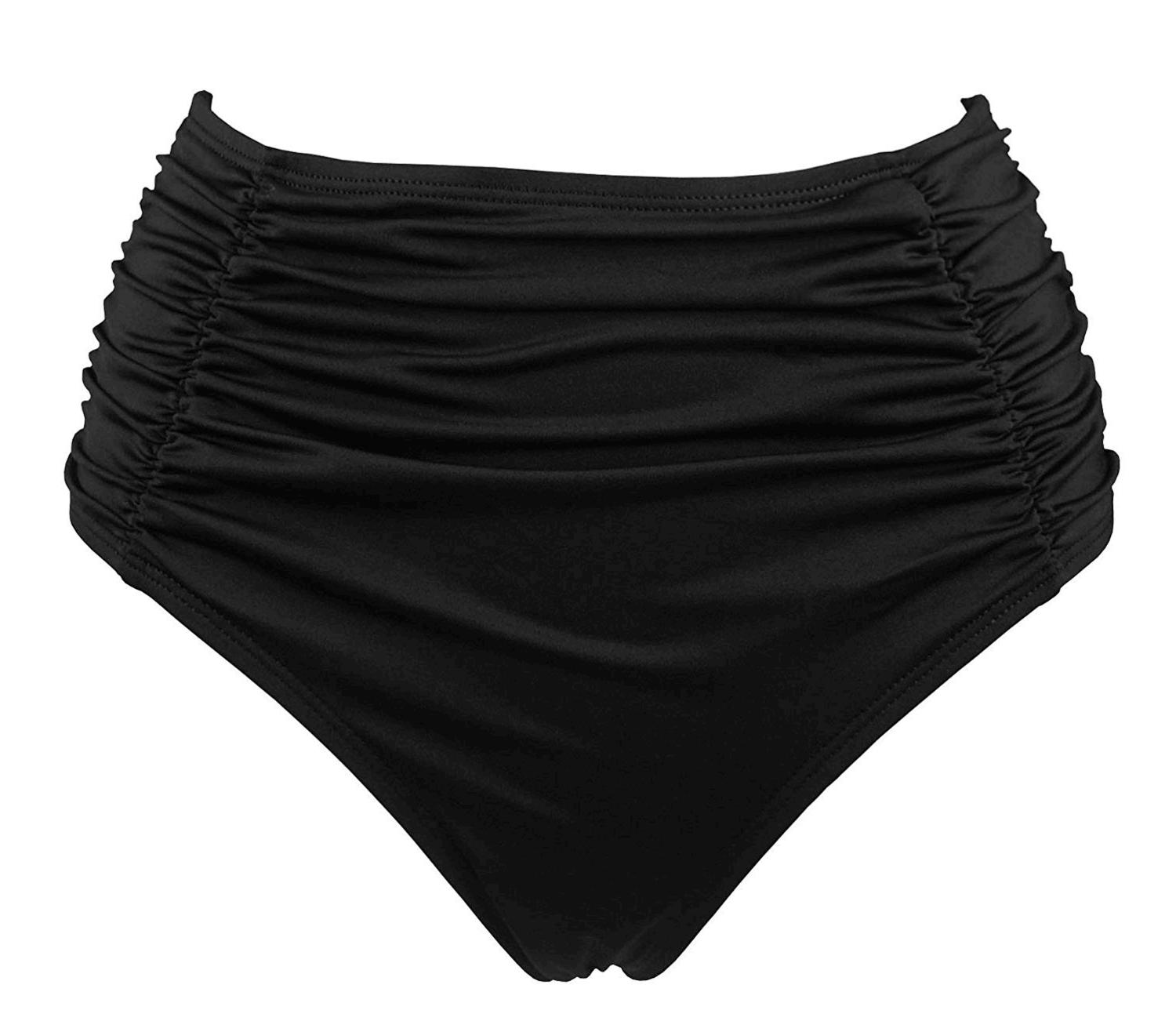 Cocoship Black Women S Retro High Waisted Bikini Bottom Black Size