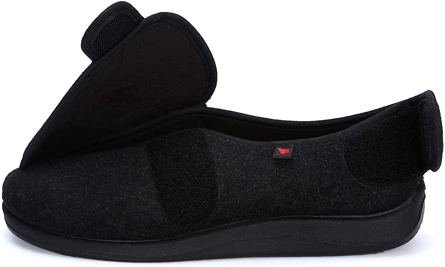 Women Men Adjustable Velco Extra Wide Shoes Swollen Feet, Black, Size