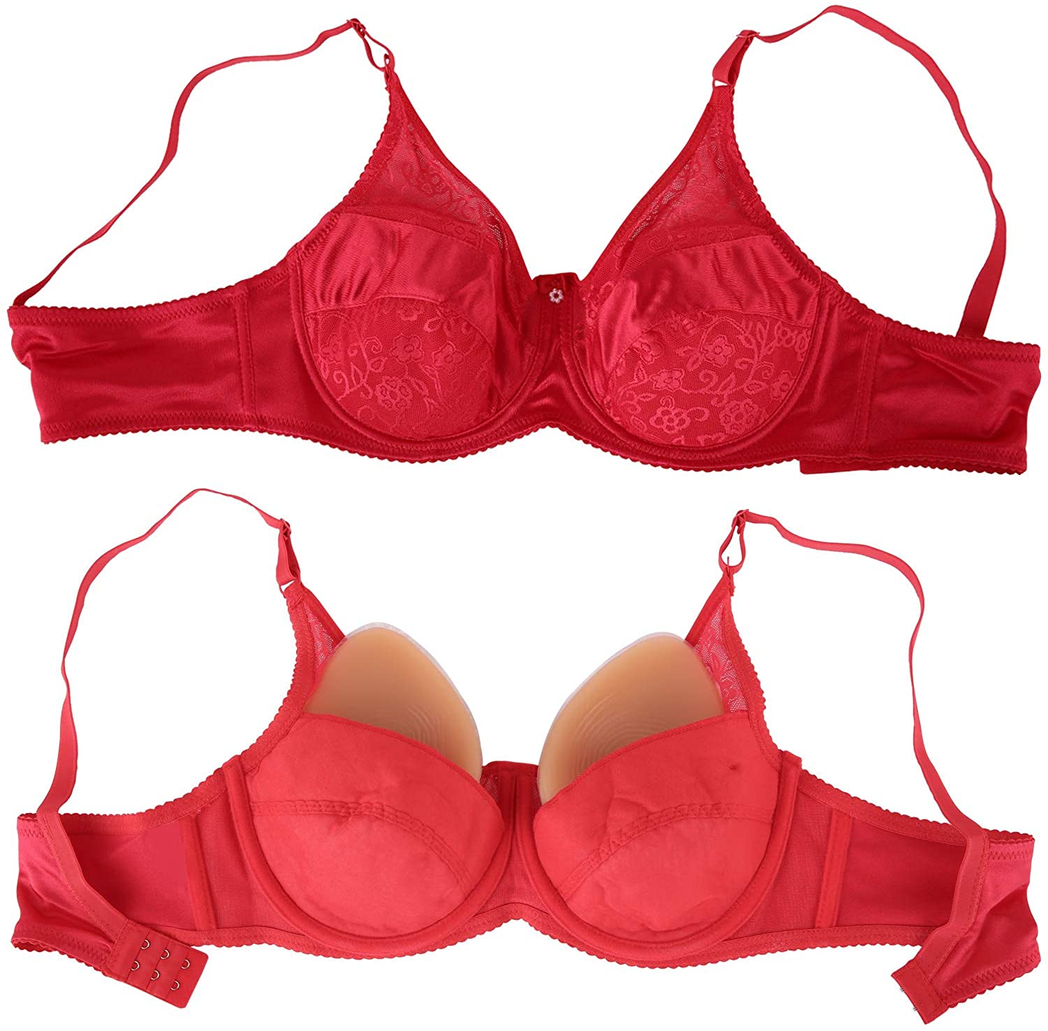 Vollence 42 95 Pocket Bra For Fake Boobs Red Size 34 75 Suit For Cup A B Ebay
