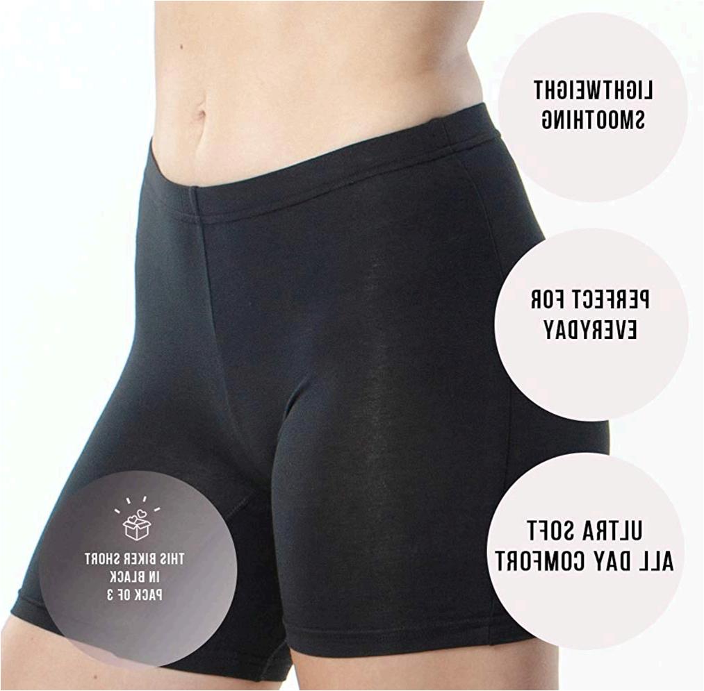 3-Pack Black Bike Shorts Emprella Slip Shorts Cotton Spandex Stretch Boyshorts for Yoga 