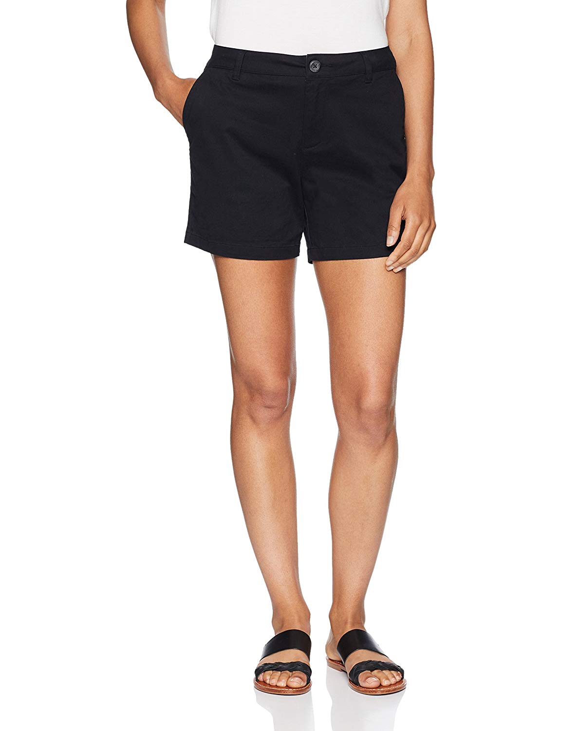 Womens 5 Inseam Solid Chino Short Shorts Black Size 100 Ebay