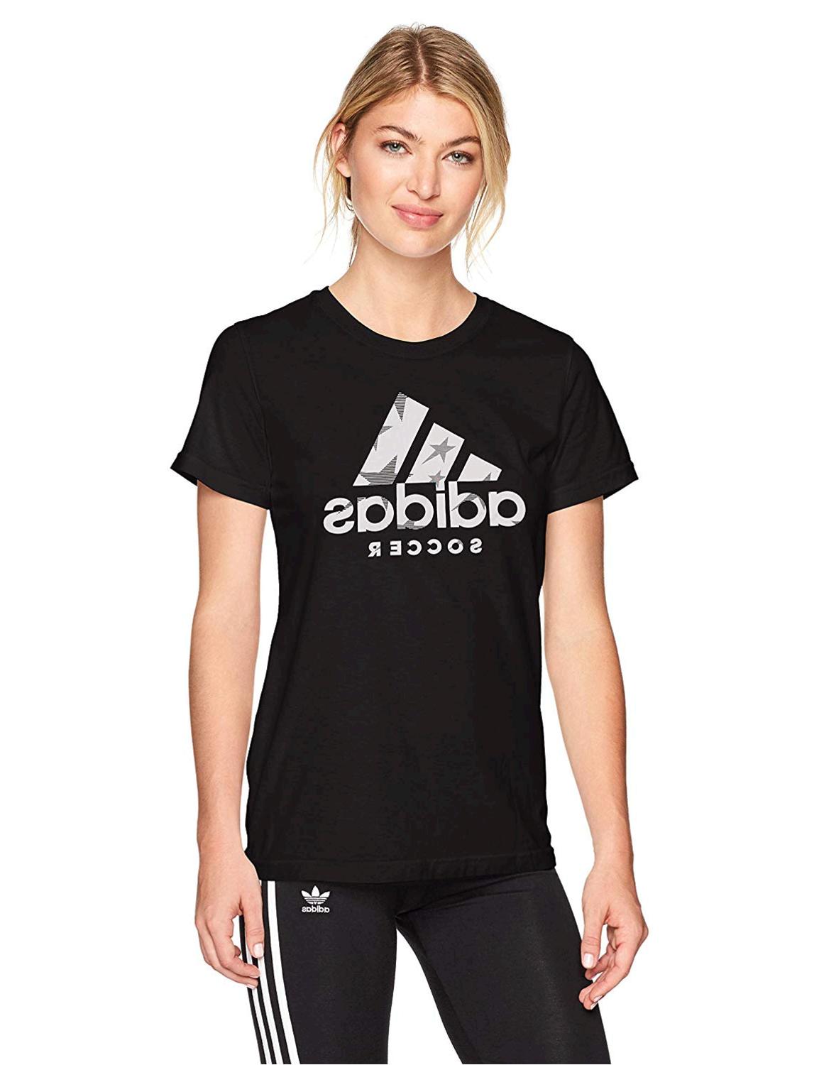 adidas Women's Badge of Sport Logo Tee, Black,, Black/White/Logo, Size ...