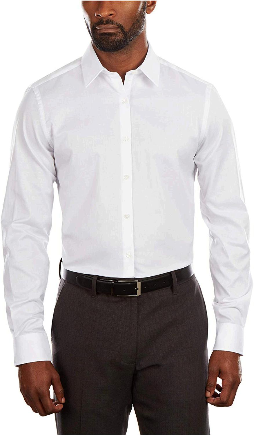 Mens Dress Shirt Slim Fit Flex Collar Stretch White Size 18 5 91kd