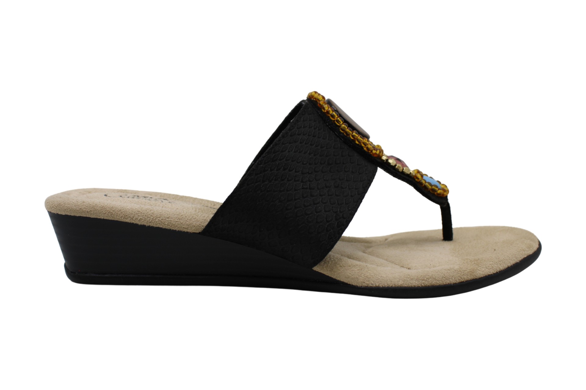 Mia Womens Wedged Sandals in Black Color, Size 8 QAV | eBay