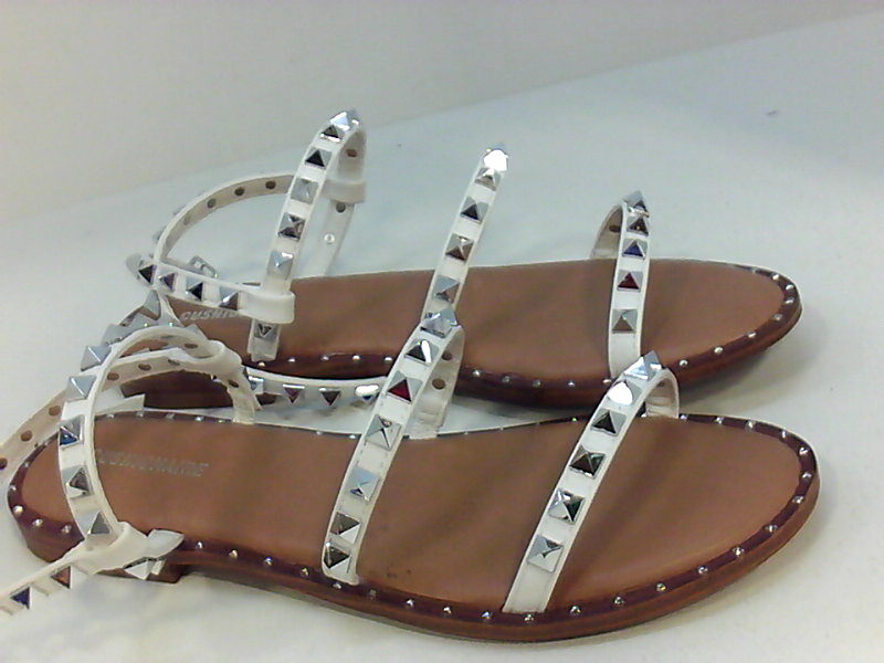 CUSHIONAIRE Womens Flat Sandals in White Color, Size 7 FMF